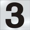 75mm Polished Chrome Effect, Character '3' view 1