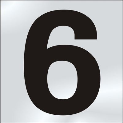 75mm Polished Chrome Effect, Character '6'