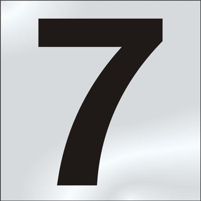 75mm Polished Chrome Effect, Character '7'