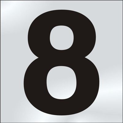 75mm Polished Chrome Effect, Character '8'