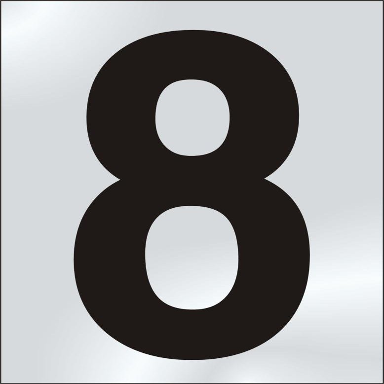 75mm Polished Chrome Effect, Character '8'