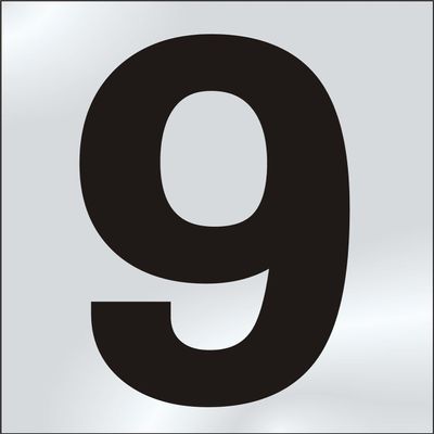 75mm Polished Chrome Effect, Character '9'
