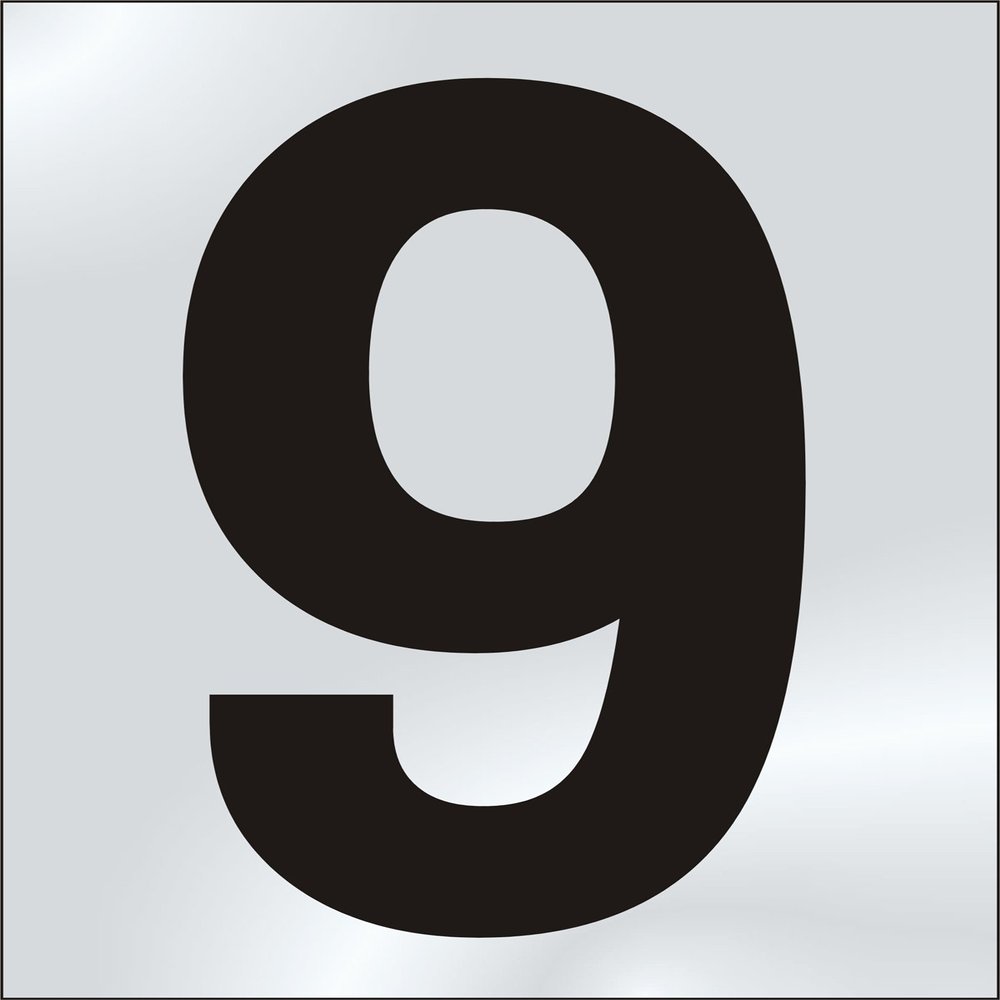 75mm Polished Chrome Effect, Character '9'