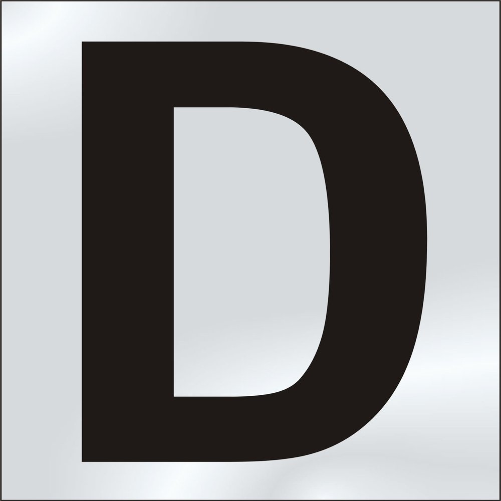 75mm Polished Chrome Effect, Character 'D'