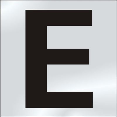 75mm Polished Chrome Effect, Character 'E'