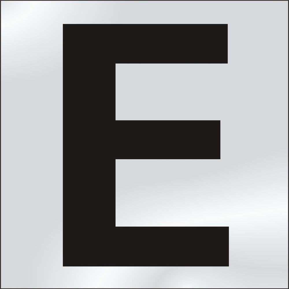 75mm Polished Chrome Effect, Character 'E'