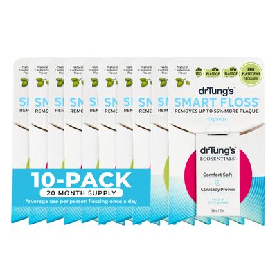 Dr. Tung's Smart Floss, 30 yds, Natural Cardamom Flavor 1 ea Colors May Vary (Pack of 10)