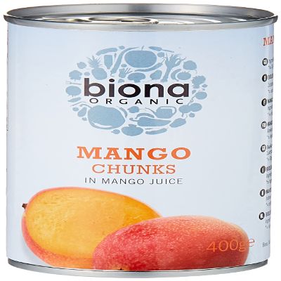 BIONA Organic Mango Chunks In Mango Juice, 400 GR
