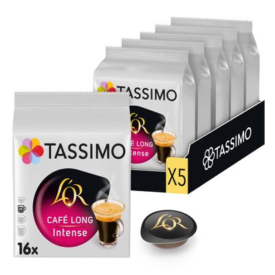 TASSIMO L'OR Cafe Long Intense Coffee Pods - 5 Packs (80 Drinks)