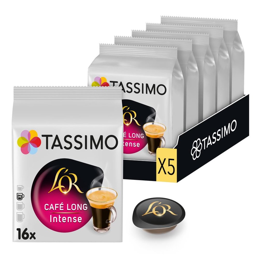 TASSIMO L'OR Cafe Long Intense Coffee Pods - 5 Packs (80 Drinks)