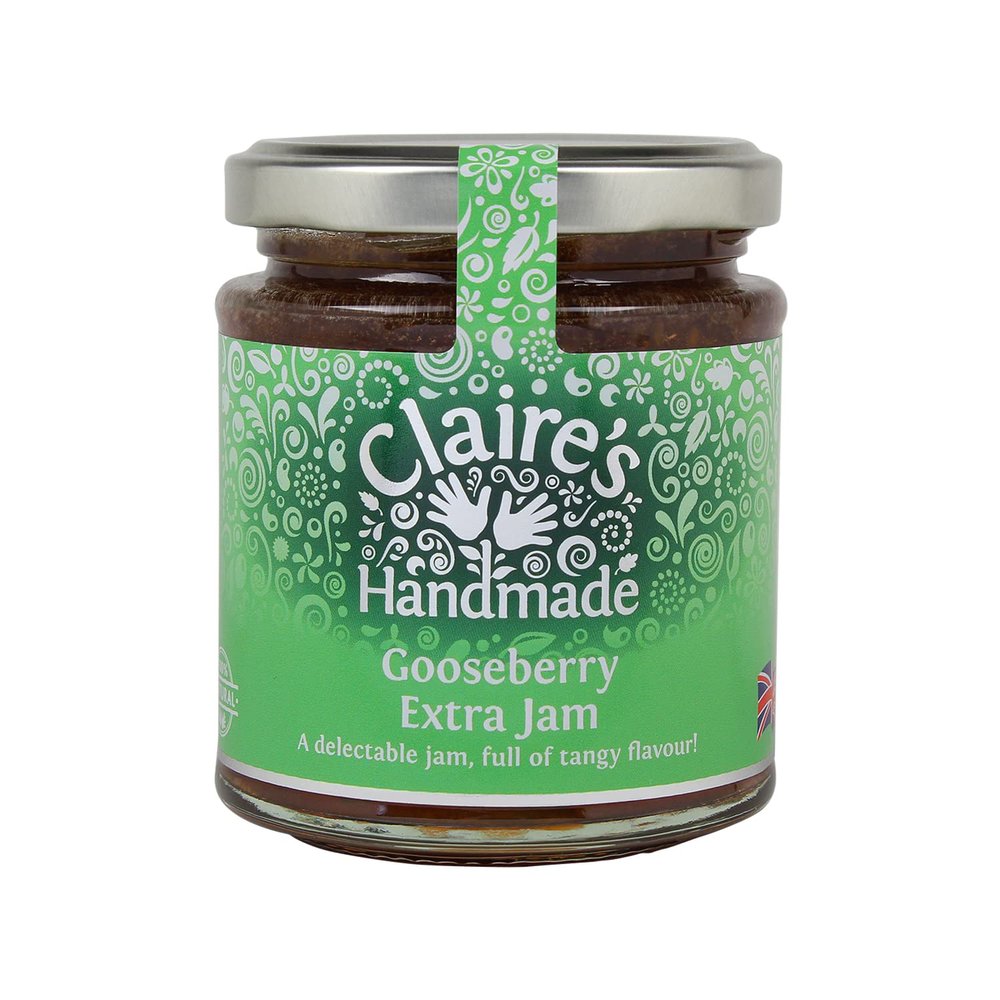 Claire's Handmade | Gooseberry Extra Jam | Breakfast Treat | Great Taste | Tangy Flavour | Gluten Free | GMO Free | Suitable for Vegetarians & Vegans | 227g Jar