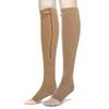 1 Pair of Women's Open Toe Zippered Compression Socks Stockings (XL, Nude) view 3
