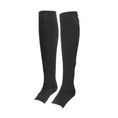 1 Pair of Women's Open Toe Zippered Compression Socks Stockings (L, Black)
