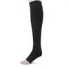 1 Pair of Women's Open Toe Zippered Compression Socks Stockings (L, Black) view 3