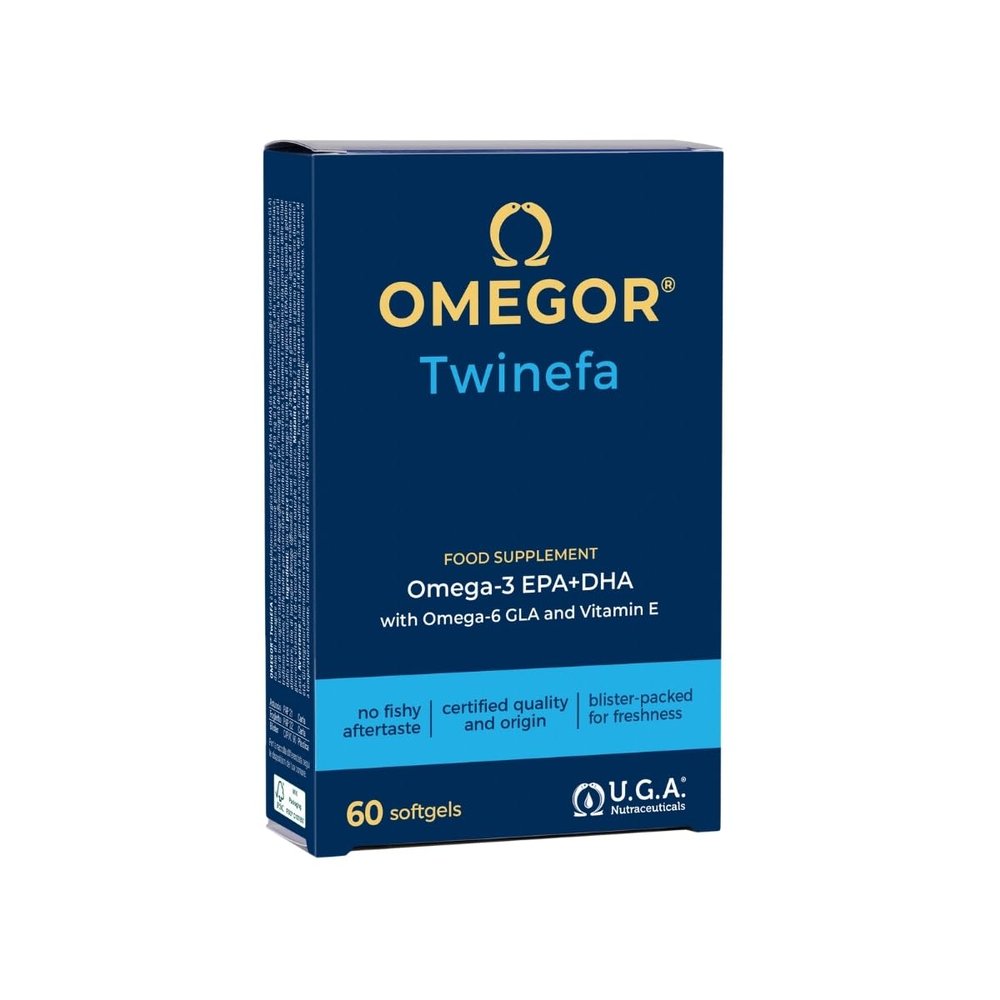 OMEGOR TwinEFA - Omega 3 6 9 Capsules High Strength - Omega3 1890mg EPA/DHA with Fish Oil and Borage Oil - No Aftertaste (60 Orange Flavoured Capsules)