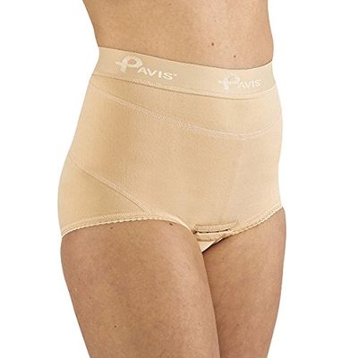 100% Breathable Italian Cotton - Hernial Underwear for Women offering effective support of inguinal hernias - Inc. FREE hernia pads (Small 65)