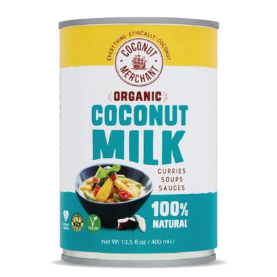 Coconut Merchant Organic Coconut Milk, 400ml x6 cans | for Curries, Soups, Sauces, Smoothies and Drinks | Vegan| Ethically Sourced | Drink It, Add it, Stir it | 400ml x6