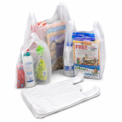 bag it Plastics 400 Plastic Carrier Bags Vest Style with Handles 11x17x21