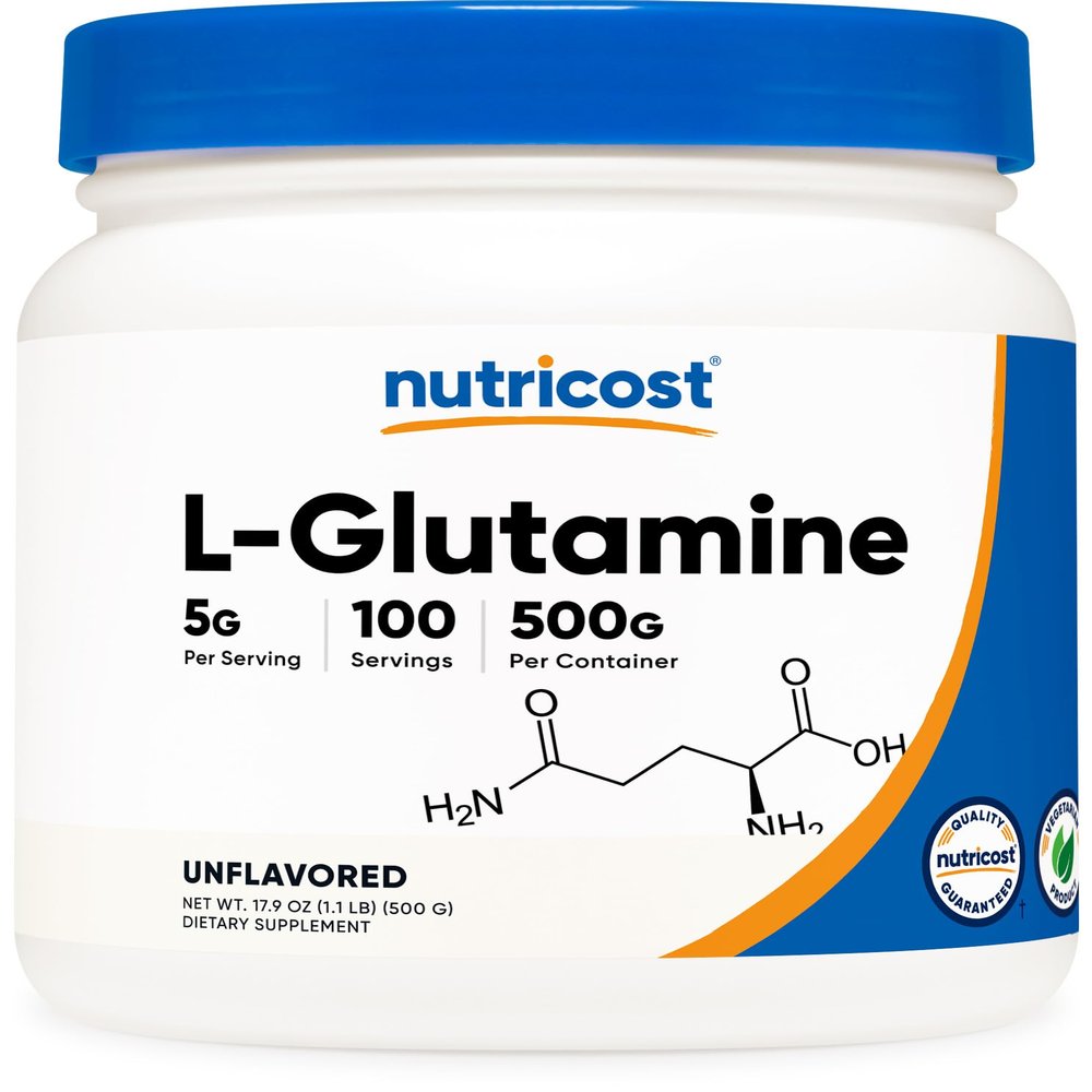Nutricost L-Glutamine Powder (500 Grams) Unflavoured - Gluten Free & Non-GMO, 100 Servings