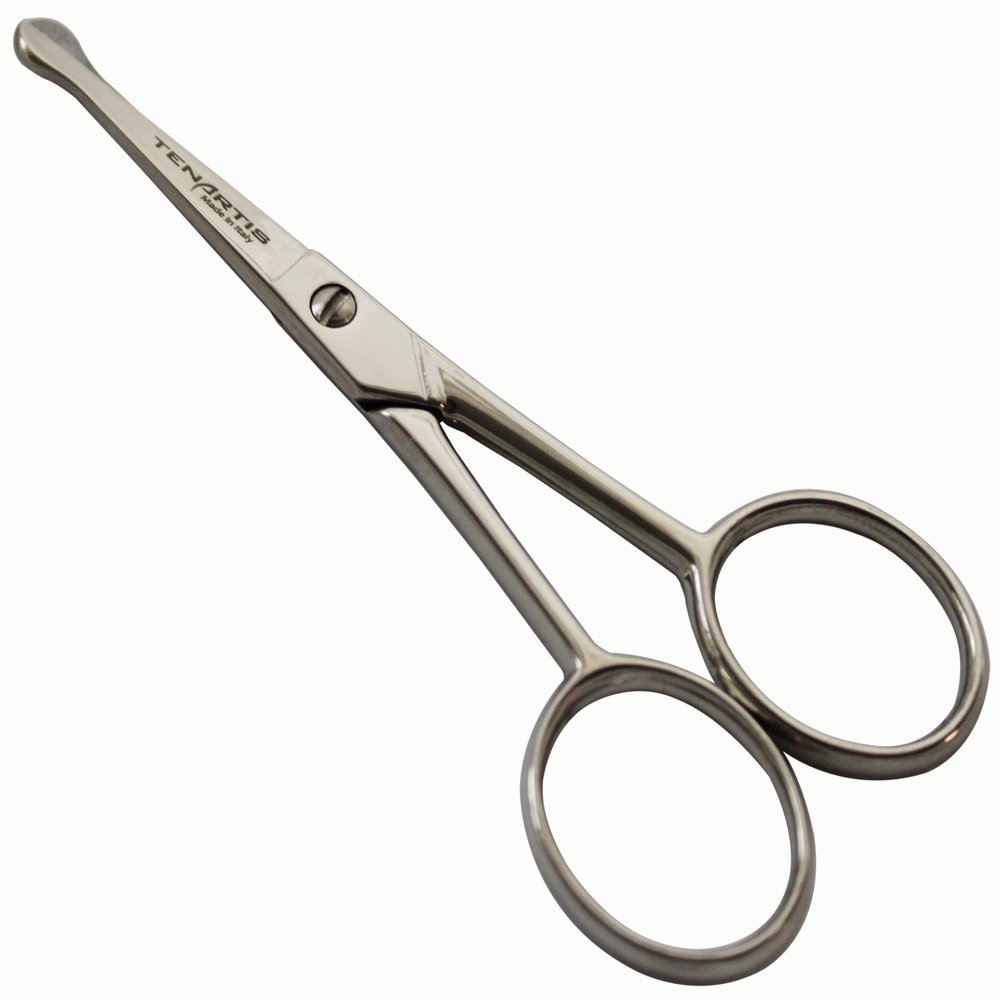 Beard, Moustache, Ear, Nose and Pet Grooming Scissors with Round Tips 10 cm/4 inch - Tenartis Made in Italy