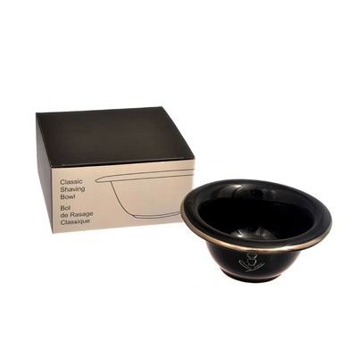 Shaving Bowl, Black Porcelain With Silver Rim
