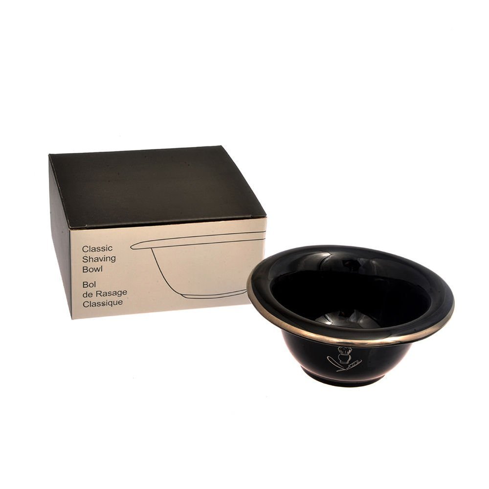 Shaving Bowl, Black Porcelain With Silver Rim