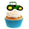 12 x Novelty Green Tractor Edible Standup Wafer Paper Cake Toppers view 2