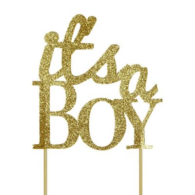 All About Details Gold It's-a-boy Cake Topper, 5 x 9