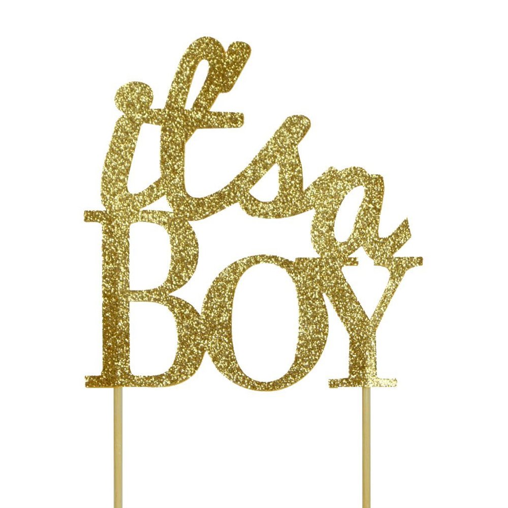 All About Details Gold It's-a-boy Cake Topper, 5 x 9