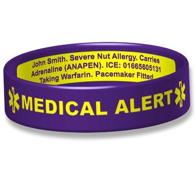 Deluxe Engraveable Silicone Bracelet Broad Band (Large 20.2cm, Purple)
