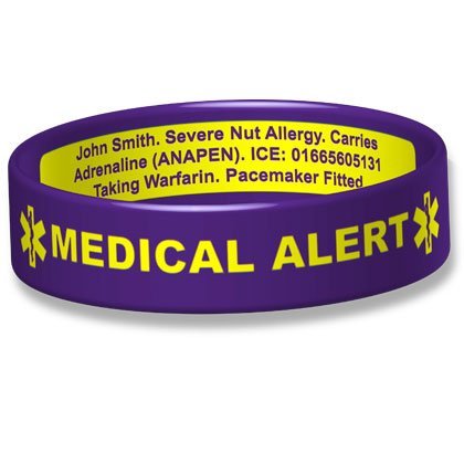 Deluxe Engraveable Silicone Bracelet Broad Band (Large 20.2cm, Purple)
