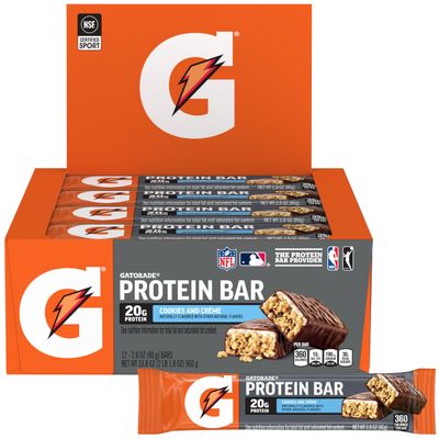 Gatorade Whey Protein Recover Bars, Cookies and Cream,20 grams, 12 Count by Gatorade
