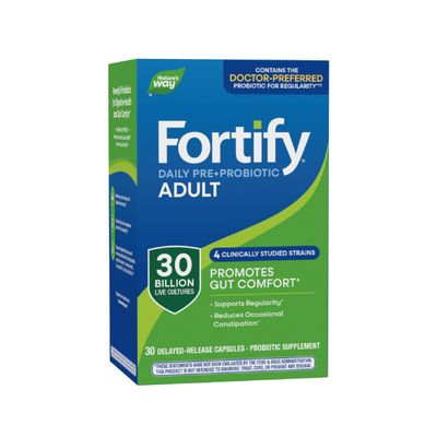Nature's Way Primadophilus Fortify Daily Probiotic, 30 Billion Active Cultures, Acidophilus, Guaranteed Potency, Researched Strains, Delayed Release, 30 Vegetarian Capsules, Gluten-Free