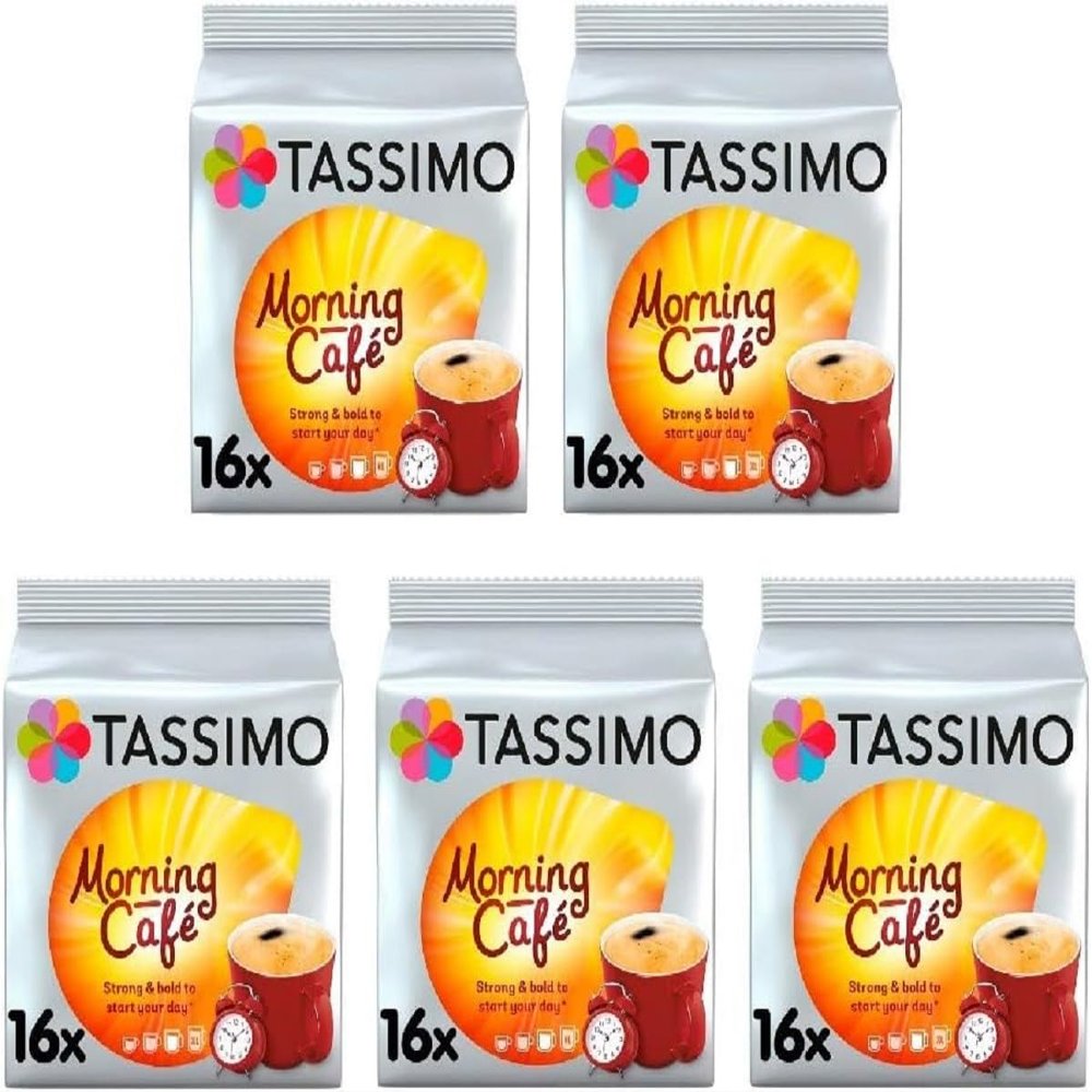 Tassimo Morning Caf Coffee Pods x16 (Pack of 5, Total 80 Drinks)