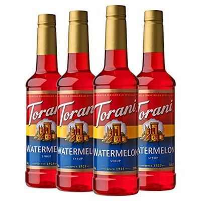 Torani Watermelon Syrup Gift Set (4 x 750ml) - Pure Cane Sugar Syrups for Lemonade, Cocktails, Mocktails, Iced Tea or Frozen Drinks, Vegetarian-Friendly