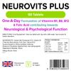 Lindens - Neurovits Plus Tablets, 90 Pack - One A Day - UK Made, Psychological & Nervous Function, Tiredness & Fatigue - Vitamin B1, B6, B12 & Folic Acid - Letterbox Friendly - Vegan view 2
