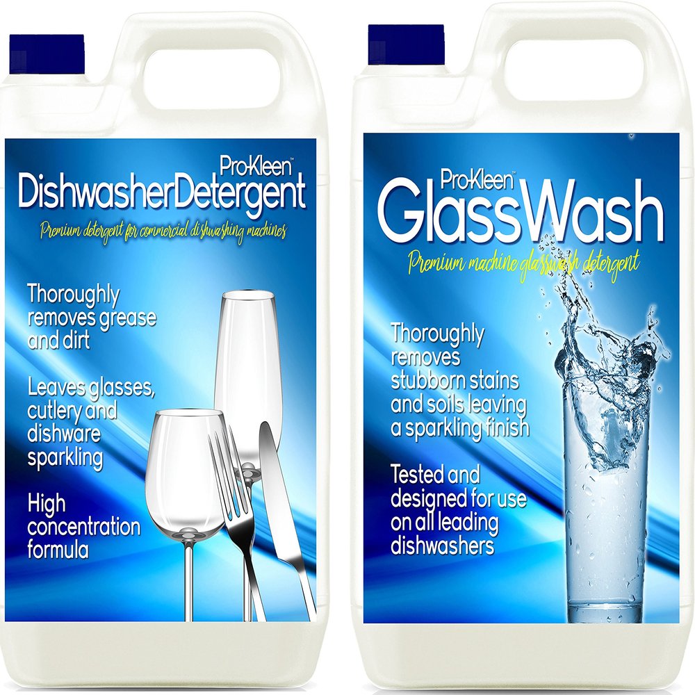 5 Litres Pro-Kleen Heavy Duty Dishwasher Detergent + 5 Litres Pro-Kleen Heavy Duty Machine Glasswash Detergent
