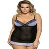 Yummy Bee Lingerie Plus Size Babydoll Dress Set Negligee Lace Underwired Black White 8-24 (10) Small view 1