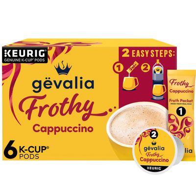 Gevalia Kaffe 2-Step Cappuccino (6 Espresso Coffee Cups & Cappuccino Froth Packets)