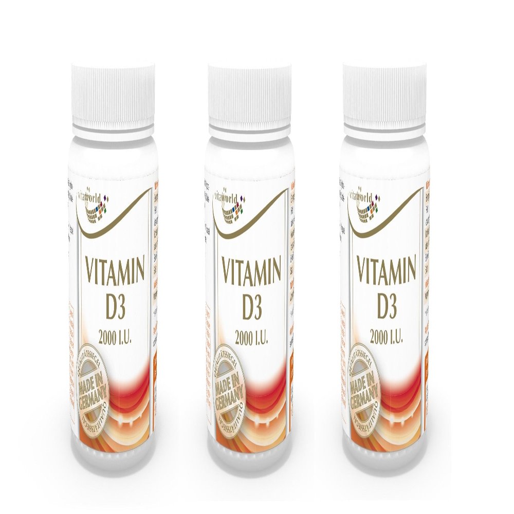 3 Pack Vita World Vitamin D3 2000 I.U 3 x 100 Vegetarian Capsules Made in Germany