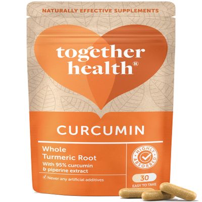 Curcumin & Turmeric Complex  Together Health  Organic Whole Turmeric Powder  95% Curcumin & Piperine  Full Spectrum Antioxidant Formula  Vegan Friendly  Made in The UK  30 Vegecaps