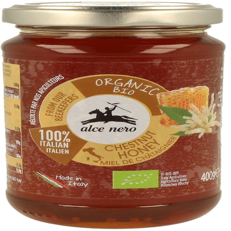 400g Chestnut Honey Certified Organic Glass Jar Made in Italy