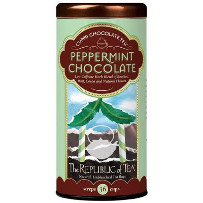 The Republic of Tea Chocolate Peppermint Herbal Tea, 36 tea bags in an attractive tin - caffeine-free rooibos tea with chocolate and peppermint flavour