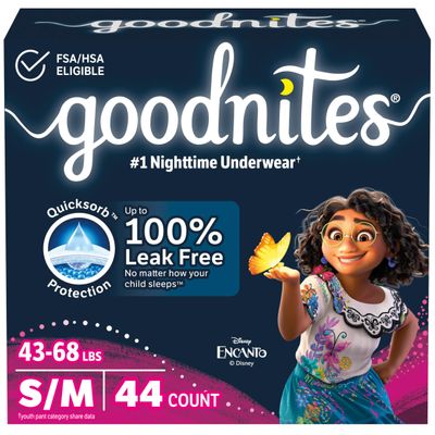 Goodnites Bedtime Pants for Girls, Small/Medium, 44 Count by GoodNites
