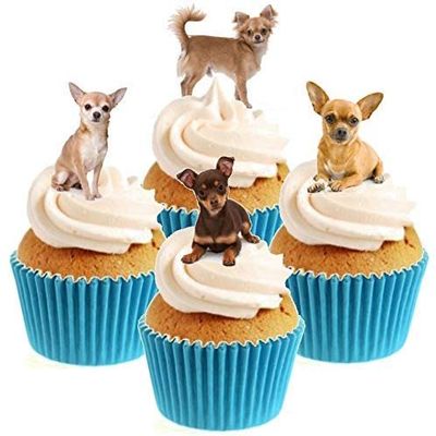 Sprinkles & Toppers Ltd Chihuahua (Chiwawa) Dog Collection Edible Stand Up Wafer Paper Cake Toppers (12 Pack)
