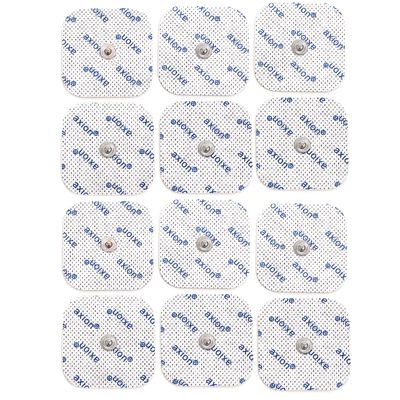 Axion Pack of 12 Electrodes. Square Self-Adhesive Pads 5x5cm for TENS EMS Units with 3.5mm snap Button Connection. Pads for Pain Treatment, Muscle Growth, Toning and Massage