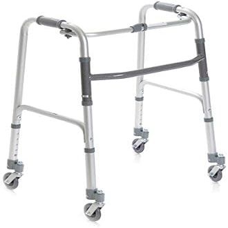 Folding Walker, Height Adjustable with 4 Swivel Wheels