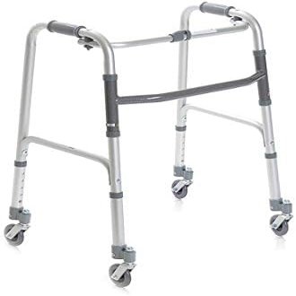 Folding Walker, Height Adjustable with 4 Swivel Wheels
