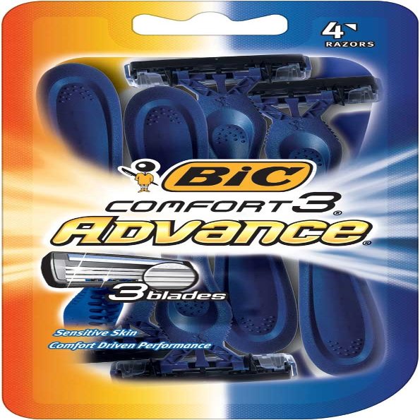 BIC Comfort 3 Advance Disposable Razor for Men, 4 Count