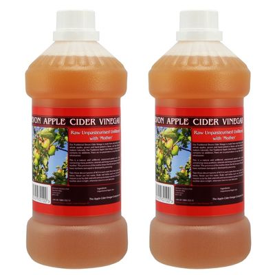 Apple Cider Vinegar Tonic with 'Mother' - 1000ml Natural Raw Unfiltered Plastic Bottle - 2 Pack